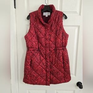 Liz Claiborne Water Resistant Vest Women's Size Medium Red Snap Adjustable Waist